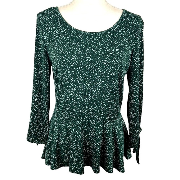 Banana Republic Green & Blue Dots Peplum Top Size Small - Picture 1 of 7